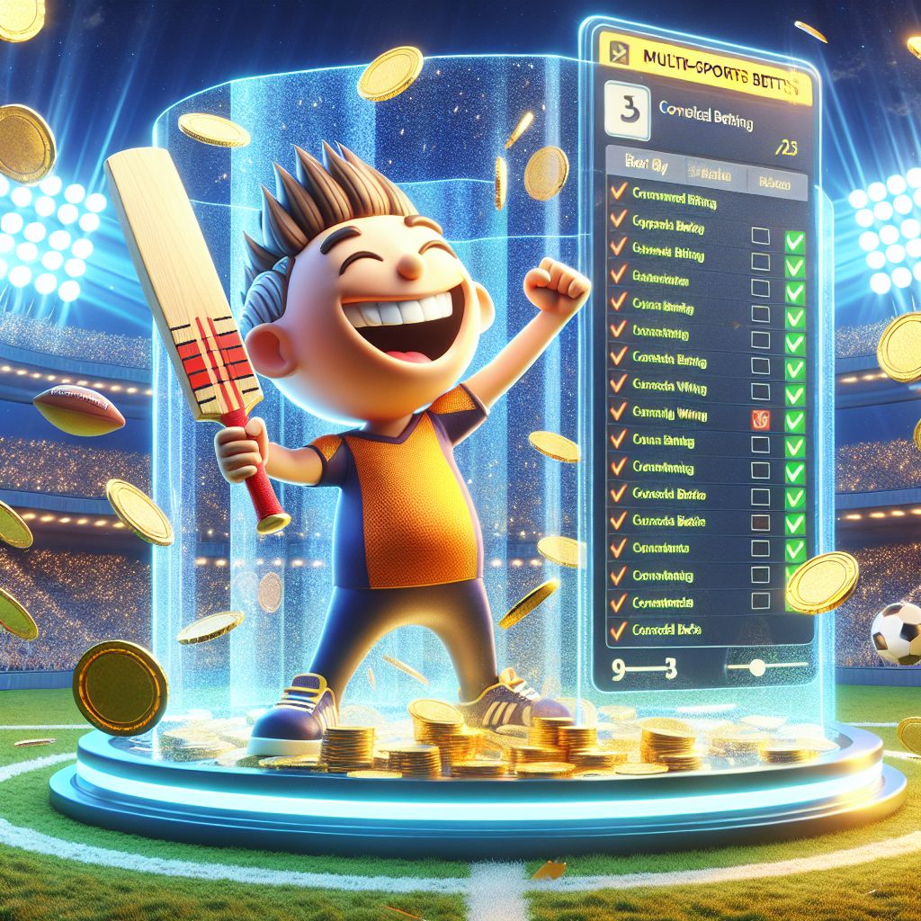444bat sports betting characters with football and cricket elements